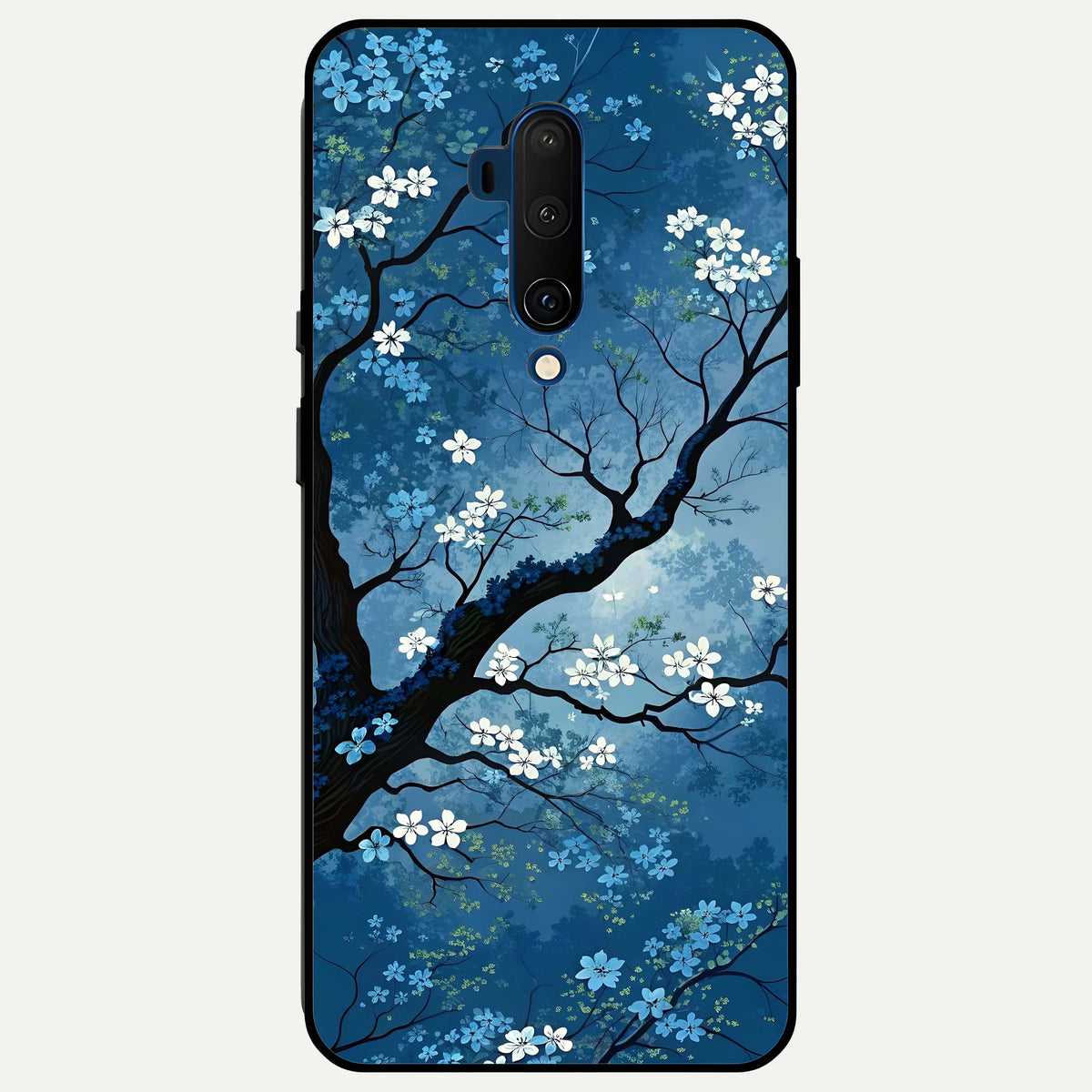  Blue Tree Serenity Glass Case For OnePlus 7T Pro back cover – full design glossy printed glass finish