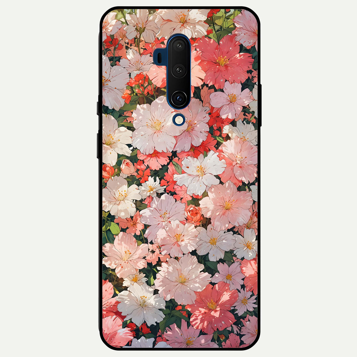  Blush Bloom Field Glass Case For OnePlus 7T Pro back cover – full design glossy printed glass finish