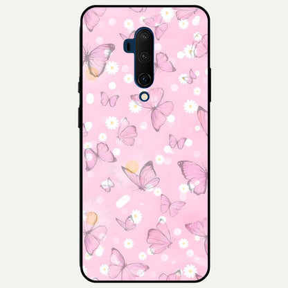  Blush Butterfly Garden Glass Case For OnePlus 7T Pro back cover – full design glossy printed glass finish