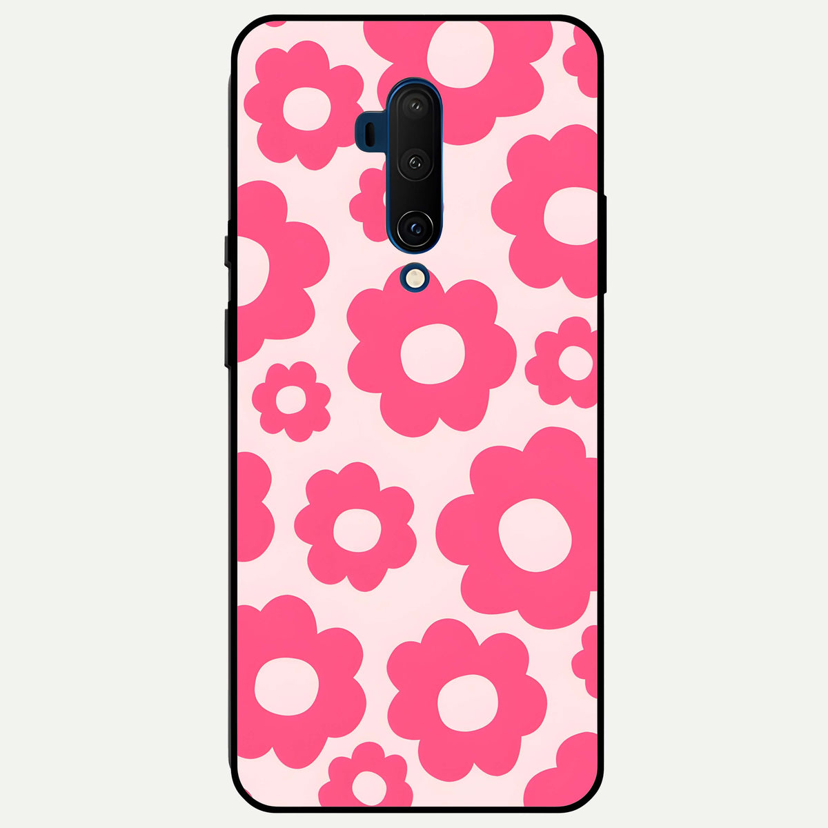  Blush Flower Pop Glass Case For OnePlus 7T Pro back cover – full design glossy printed glass finish