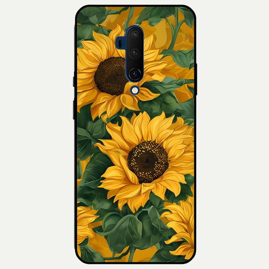  Bright Sunflower Bloom Glass Case For OnePlus 7T Pro back cover – full design glossy printed glass finish
