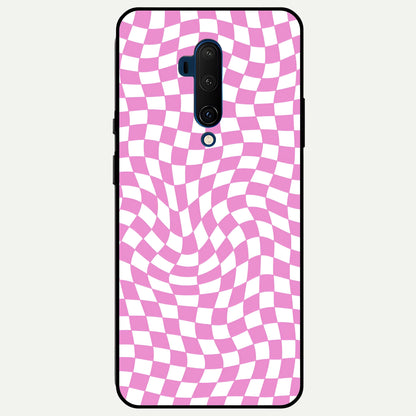  Bubblegum Check Wave Glass Case For OnePlus 7T Pro back cover – full design glossy printed glass finish