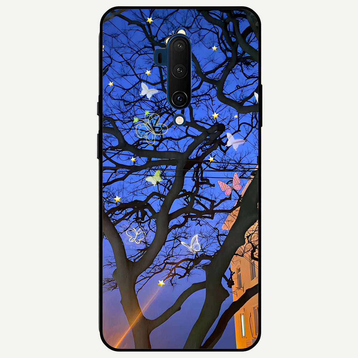  Butterfly Night Magic Glass Case For OnePlus 7T Pro back cover – full design glossy printed glass finish