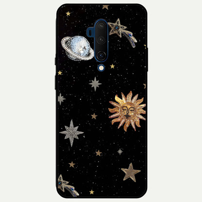  Celestial Moon With Stars Glass Case For OnePlus 7T Pro back cover – full design glossy printed glass finish