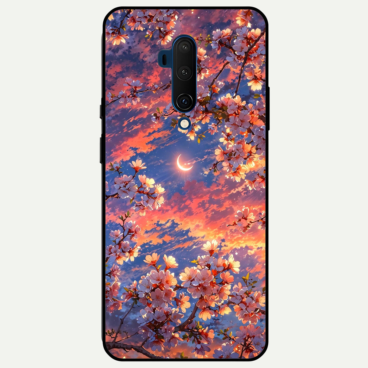  Celestial Sakura Sunset Glass Case For OnePlus 7T Pro back cover – full design glossy printed glass finish