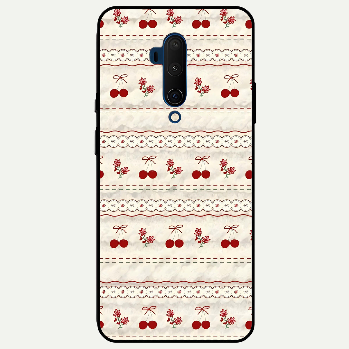 Cherry Bloom Charm Glass Case For OnePlus 7T Pro back cover – full design glossy printed glass finish
