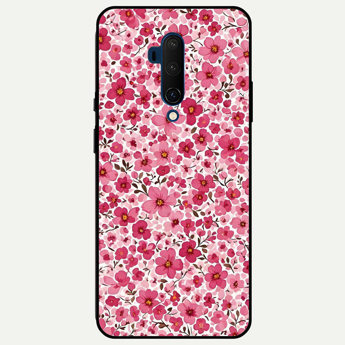  Cherry Blossom Charm Glass Case For OnePlus 7T Pro back cover – full design glossy printed glass finish