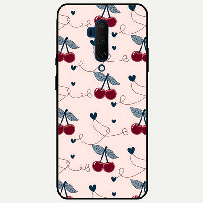  Cherry Heart Line Glass Case For OnePlus 7T Pro back cover – full design glossy printed glass finish