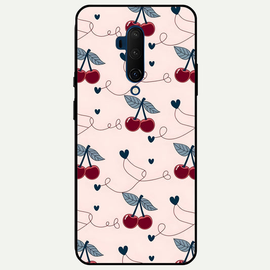  Cherry Heart Line Glass Case For OnePlus 7T Pro back cover – full design glossy printed glass finish