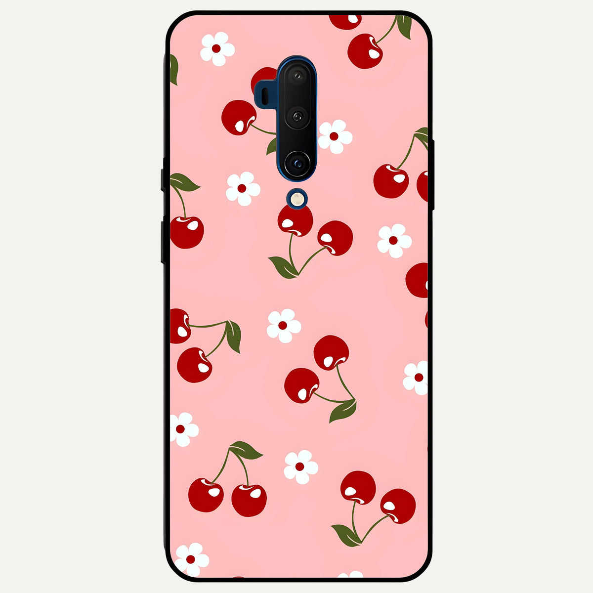  Cherry Love Mood Glass Case For OnePlus 7T Pro back cover – full design glossy printed glass finish