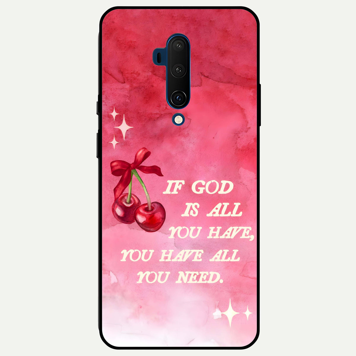  Cherry Quote Glass Case For OnePlus 7T Pro back cover – full design glossy printed glass finish