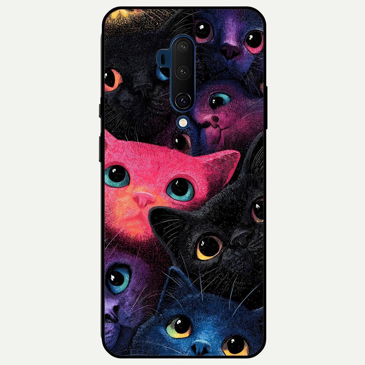  Cosmic Cats Dreams Glass Case For OnePlus 7T Pro back cover – full design glossy printed glass finish
