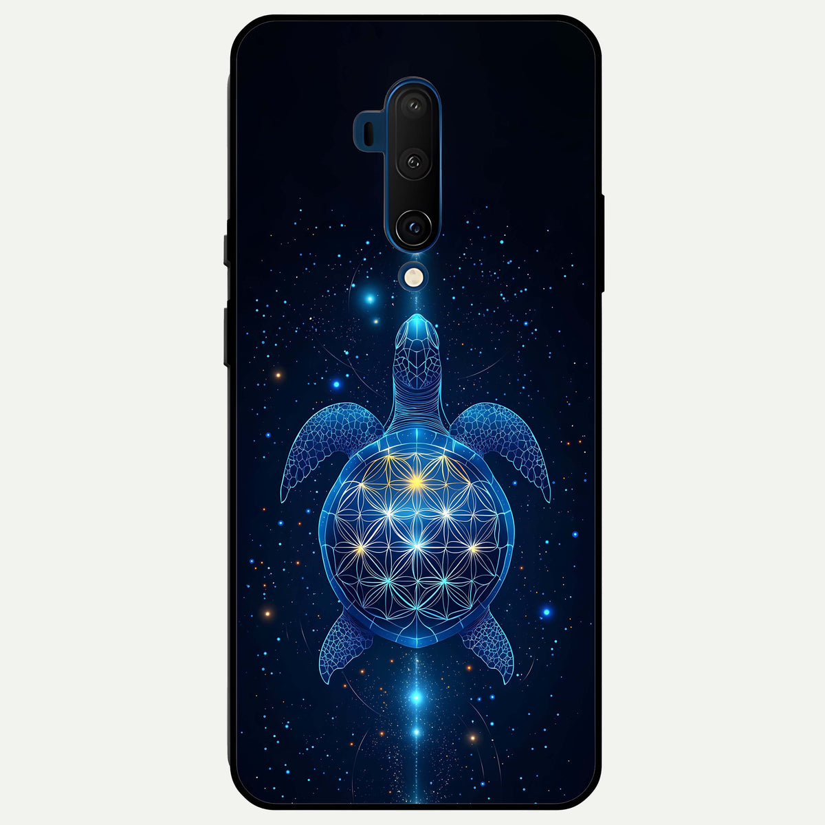  Crimson Blue Turtle Glass Case For OnePlus 7T Pro back cover – full design glossy printed glass finish