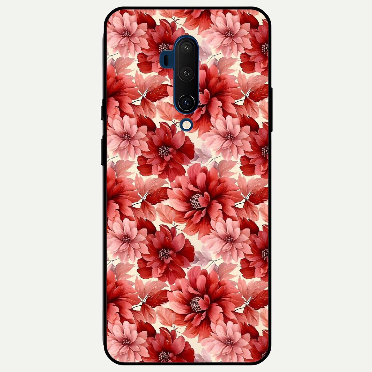  Crimson Love Petals Glass Case For OnePlus 7T Pro back cover – full design glossy printed glass finish