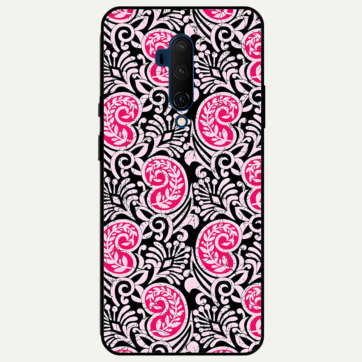  Crimson Paisley Charm Glass Case For OnePlus 7T Pro back cover – full design glossy printed glass finish