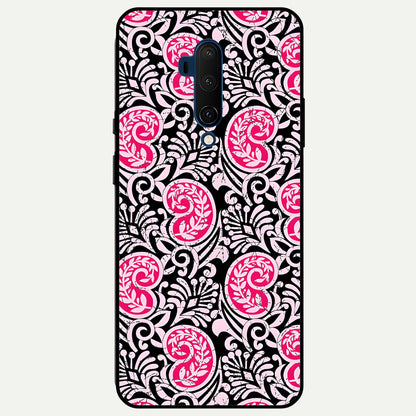  Crimson Paisley Charm Glass Case For OnePlus 7T Pro back cover – full design glossy printed glass finish