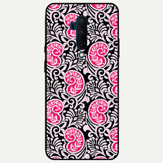  Crimson Paisley Charm Glass Case For OnePlus 7T Pro back cover – full design glossy printed glass finish