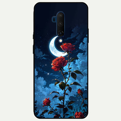  Crimson Rose Moon Glass Case For OnePlus 7T Pro back cover – full design glossy printed glass finish