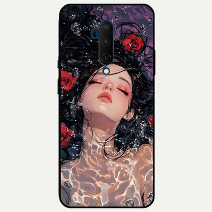  Crimson Rose Serenity Glass Case For OnePlus 7T Pro back cover – full design glossy printed glass finish