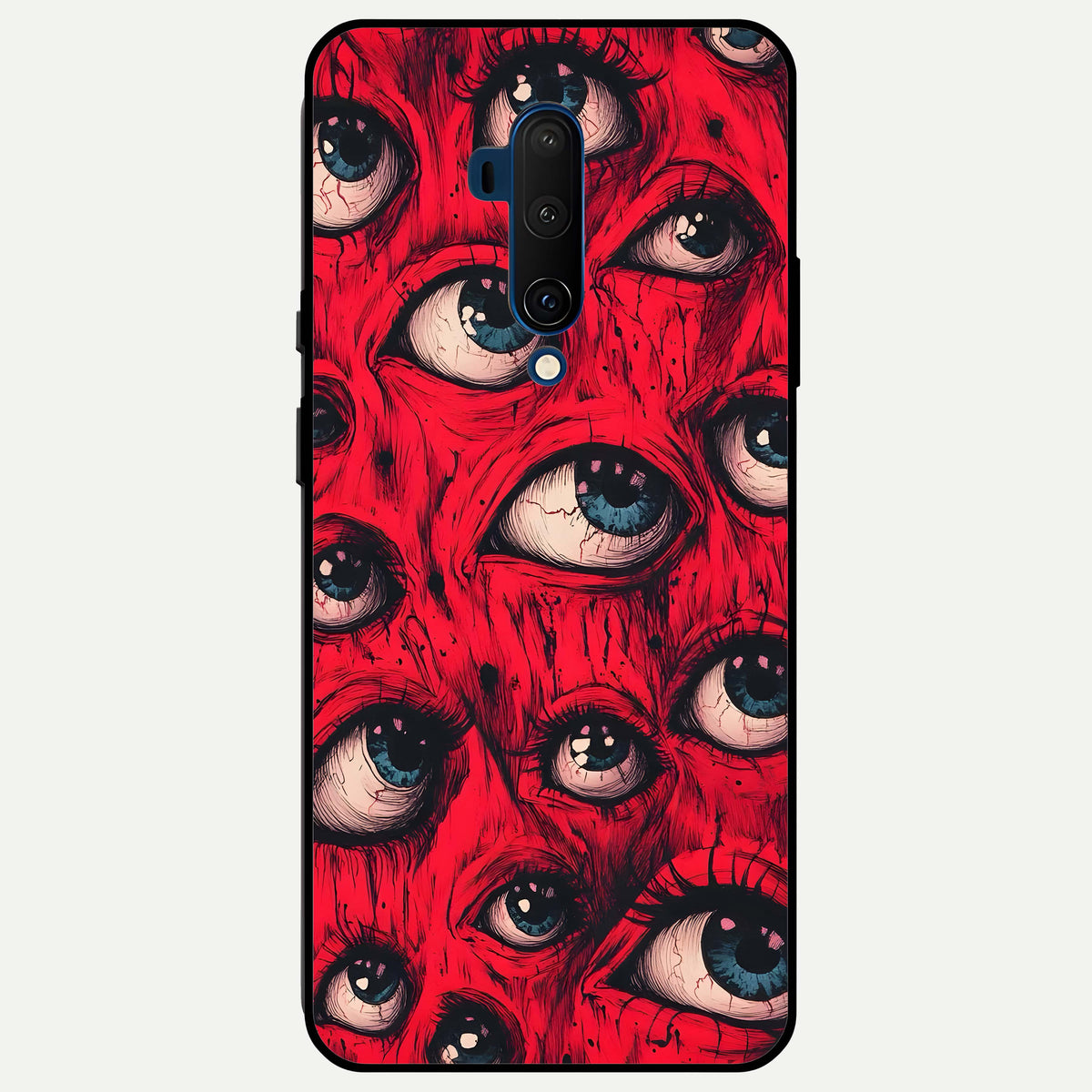  Crimson Watch Eyes Glass Case For OnePlus 7T Pro back cover – full design glossy printed glass finish