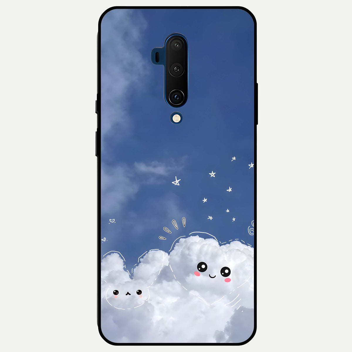  Cute Blossom Cloud Glass Case For OnePlus 7T Pro back cover – full design glossy printed glass finish