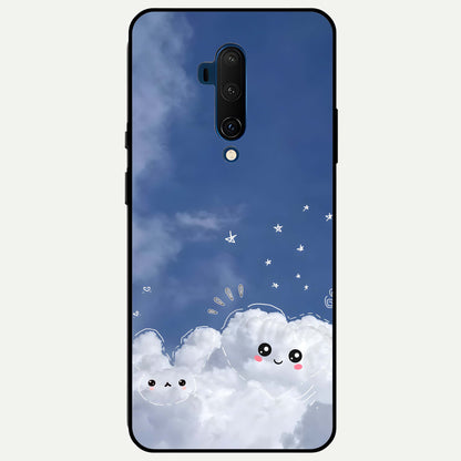  Cute Blossom Cloud Glass Case For OnePlus 7T Pro back cover – full design glossy printed glass finish