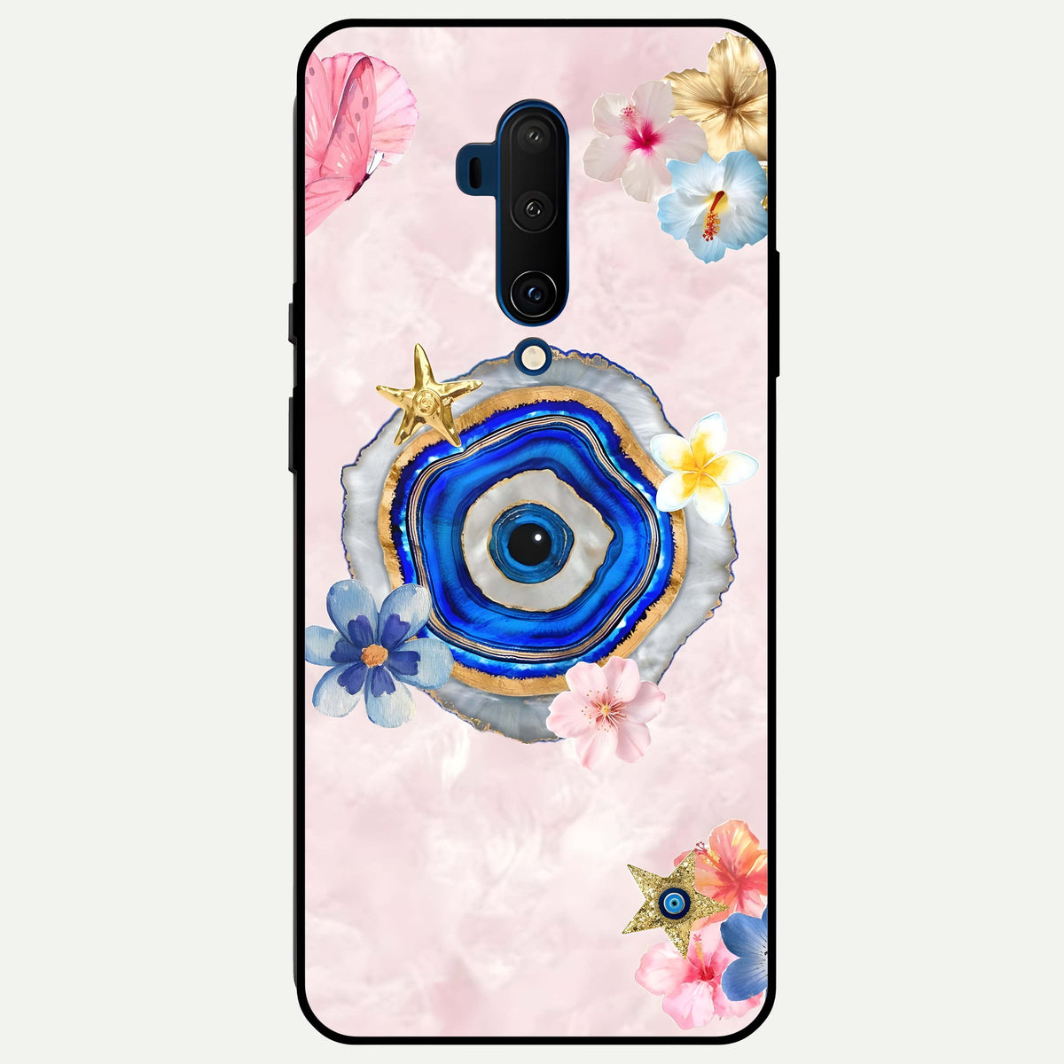  Divine Aura Bloom Glass Case For OnePlus 7T Pro back cover – full design glossy printed glass finish