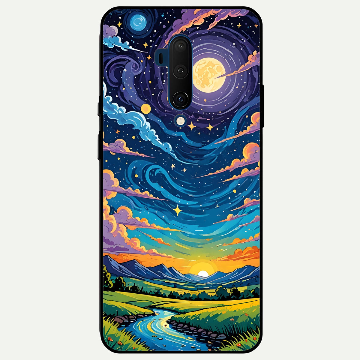  Dreamy Night Landscape Glass Case For OnePlus 7T Pro back cover – full design glossy printed glass finish