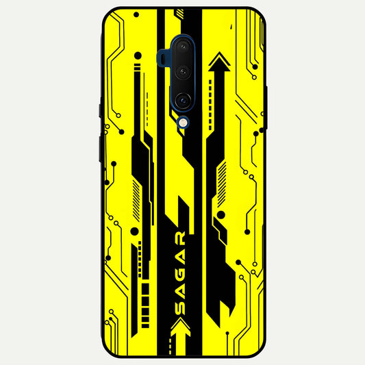  Electric Pulse CYBERPUNK Custom Name Glass Case For OnePlus 7T Pro back cover – full design glossy printed glass finish