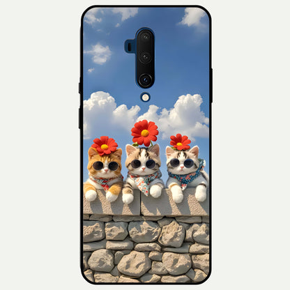  Floral Kitty Squad Glass Case For OnePlus 7T Pro back cover – full design glossy printed glass finish