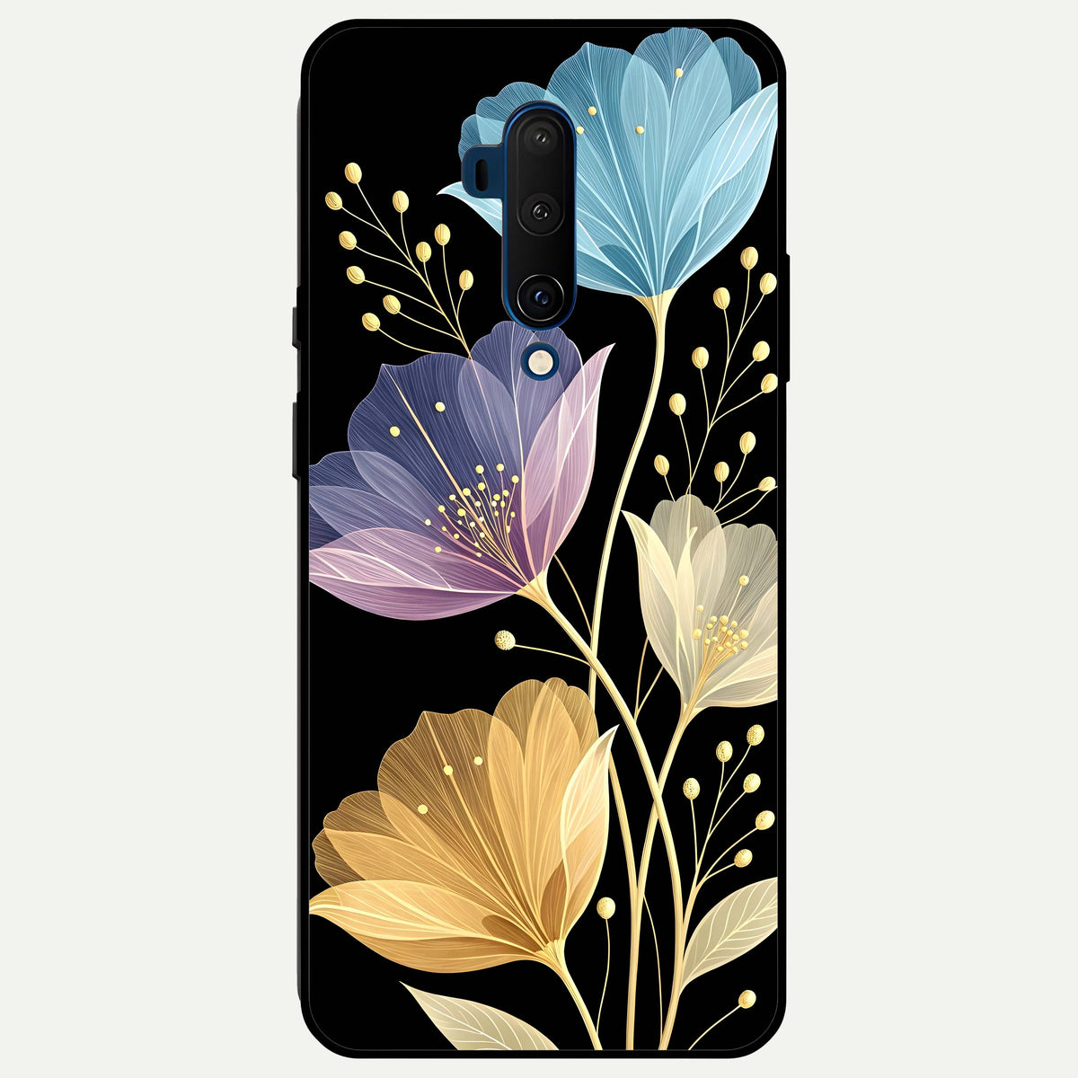  Flower Bloom Glow Glass Case For OnePlus 7T Pro back cover – full design glossy printed glass finish