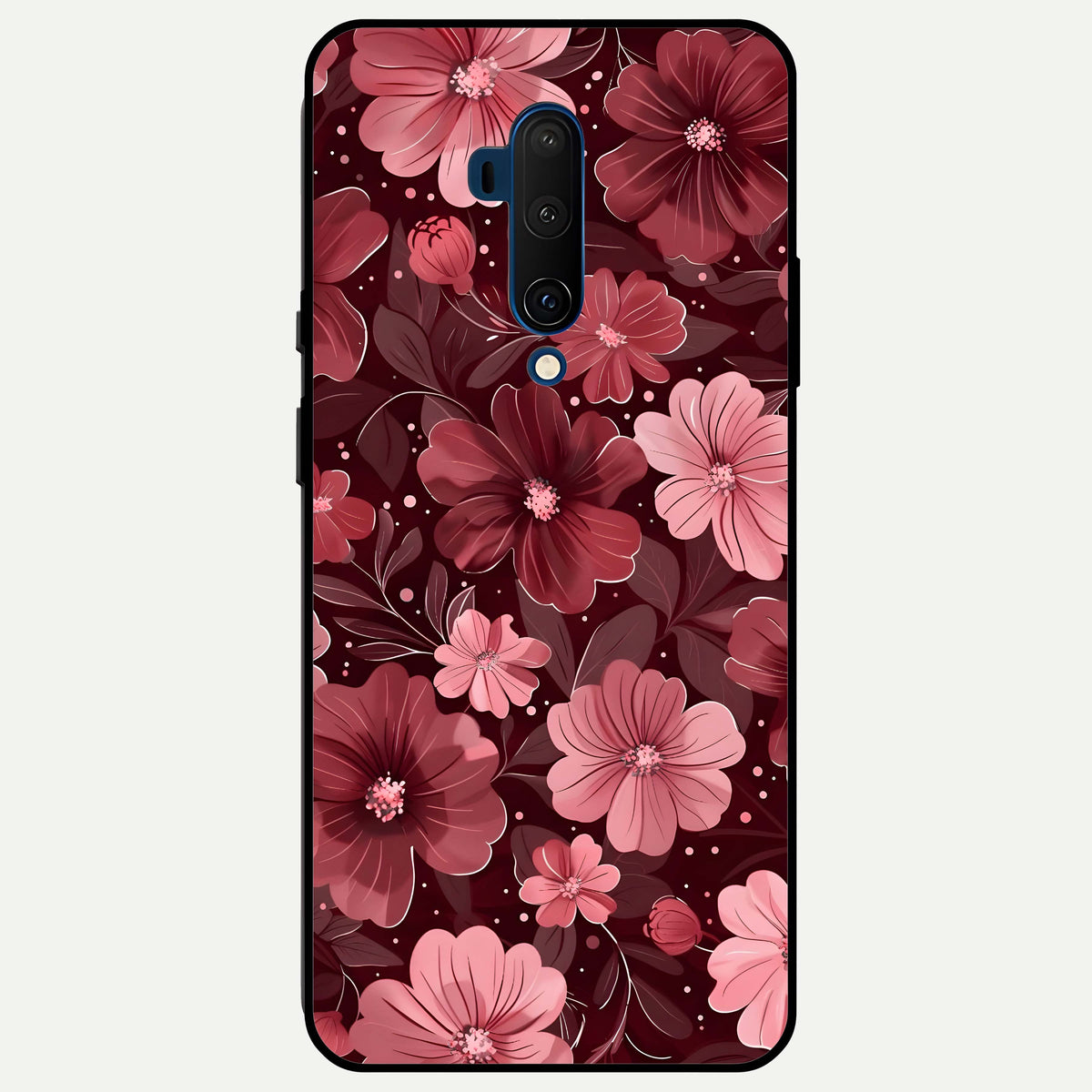  Flower Blush Bloom Glass Case For OnePlus 7T Pro back cover – full design glossy printed glass finish