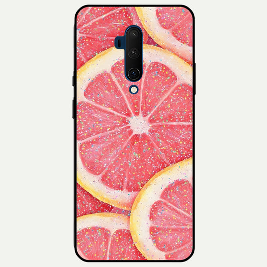  Glitter Grapefruit Glass Case For OnePlus 7T Pro back cover – full design glossy printed glass finish