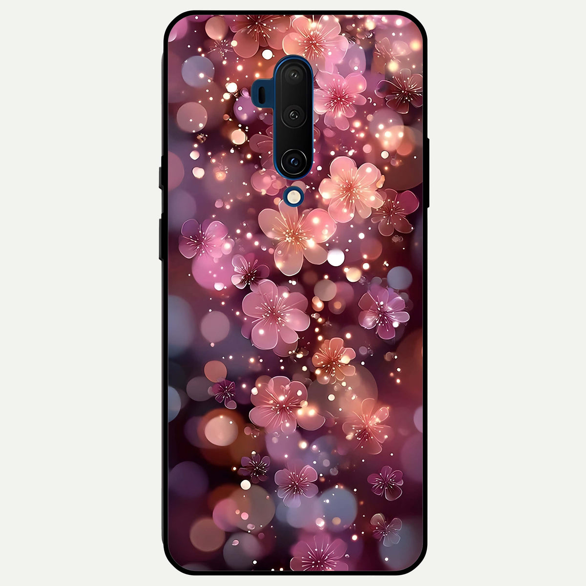  Glowing Petal Bliss Glass Case For OnePlus 7T Pro back cover – full design glossy printed glass finish