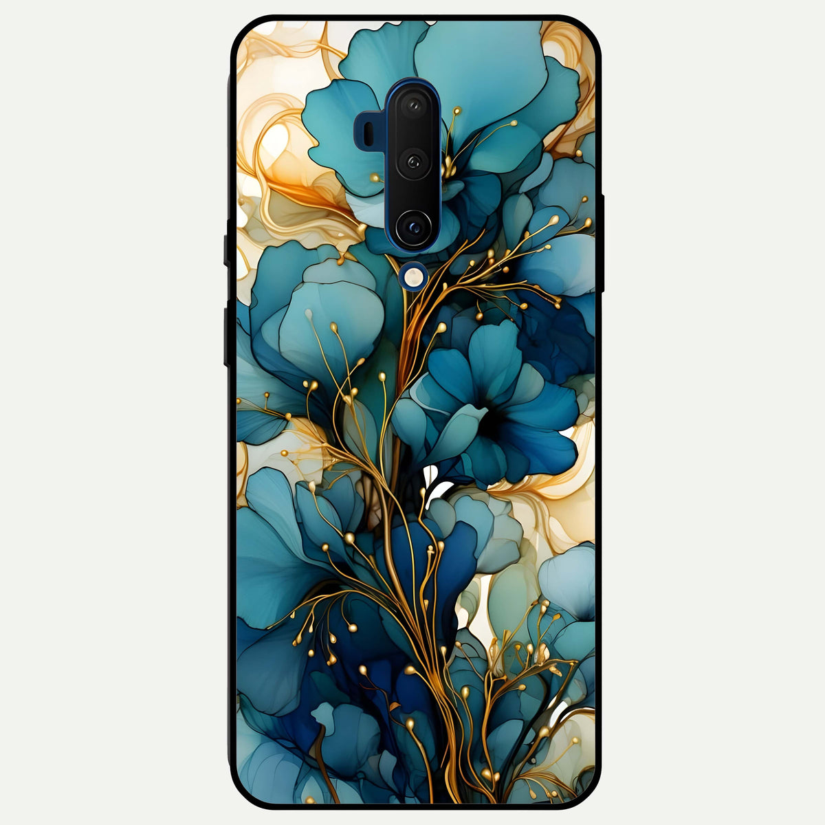  Golden Bloom Symphony Glass Case For OnePlus 7T Pro back cover – full design glossy printed glass finish