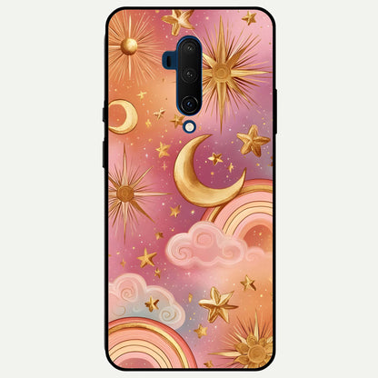  Golden Celestial Dreams Glass Case For OnePlus 7T Pro back cover – full design glossy printed glass finish