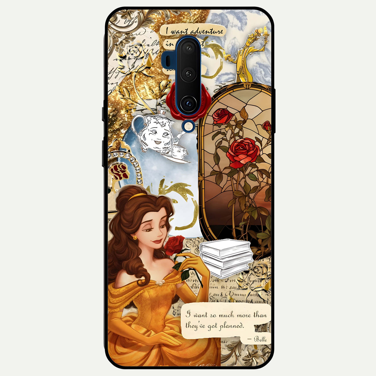  Golden Dream Belle Glass Case For OnePlus 7T Pro back cover – full design glossy printed glass finish