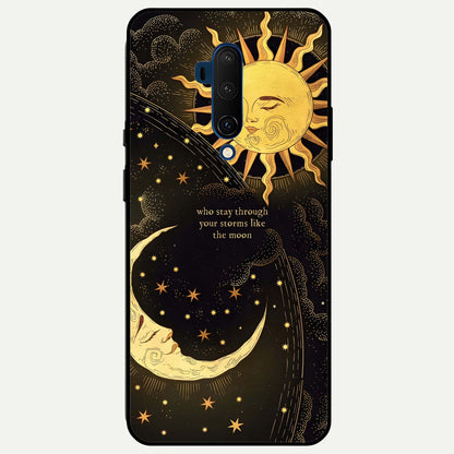  Golden Lunar Love Glass Case For OnePlus 7T Pro back cover – full design glossy printed glass finish