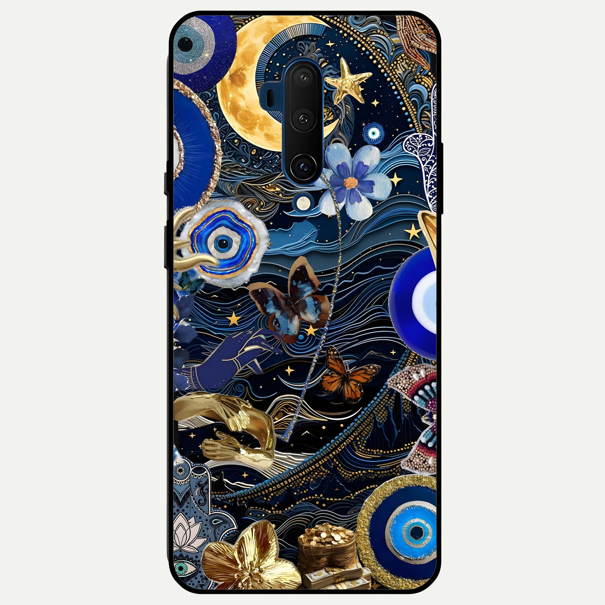  Golden Moon Magic Glass Case For OnePlus 7T Pro back cover – full design glossy printed glass finish
