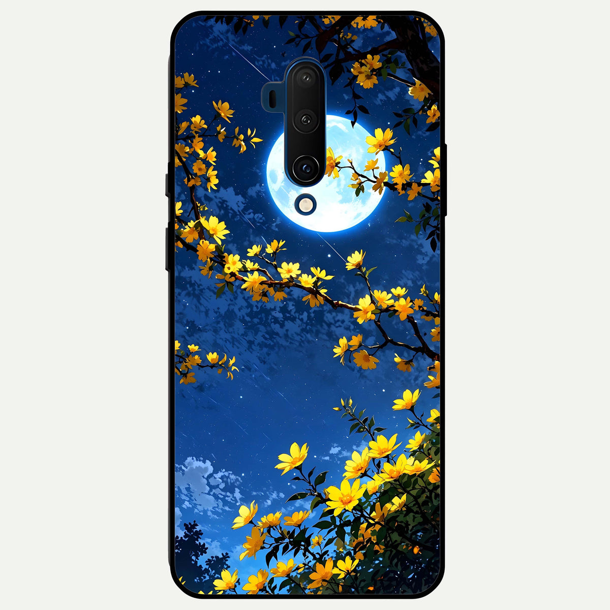  Golden Night Glow Glass Case For OnePlus 7T Pro back cover – full design glossy printed glass finish