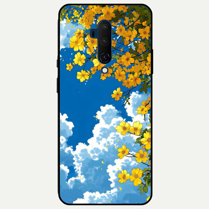  Golden Petal Sky Glass Case For OnePlus 7T Pro back cover – full design glossy printed glass finish