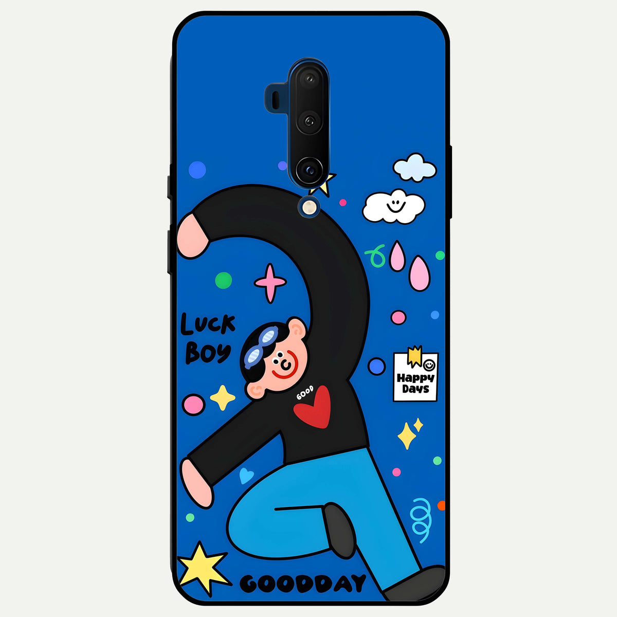  Happy Luck Vibe Glass Case For OnePlus 7T Pro back cover – full design glossy printed glass finish