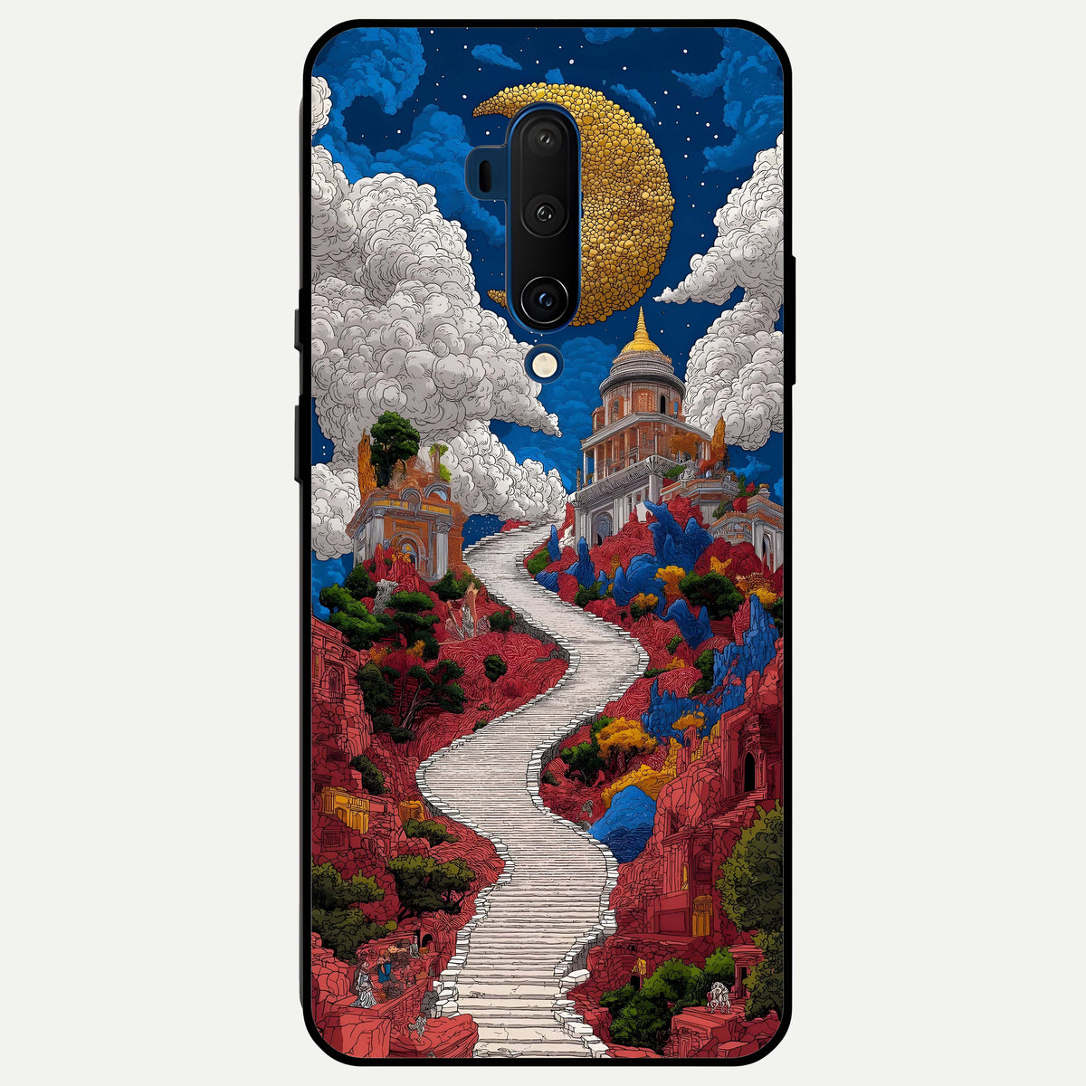  Heavenly Moon Path Glass Case For OnePlus 7T Pro back cover – full design glossy printed glass finish