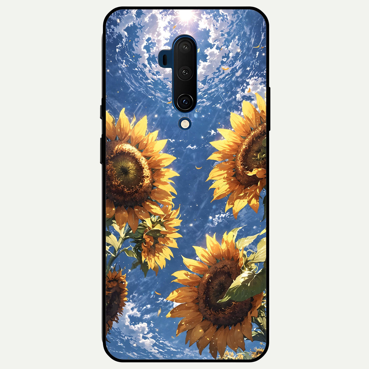  Heavenly Sunflower Rise Glass Case For OnePlus 7T Pro back cover – full design glossy printed glass finish