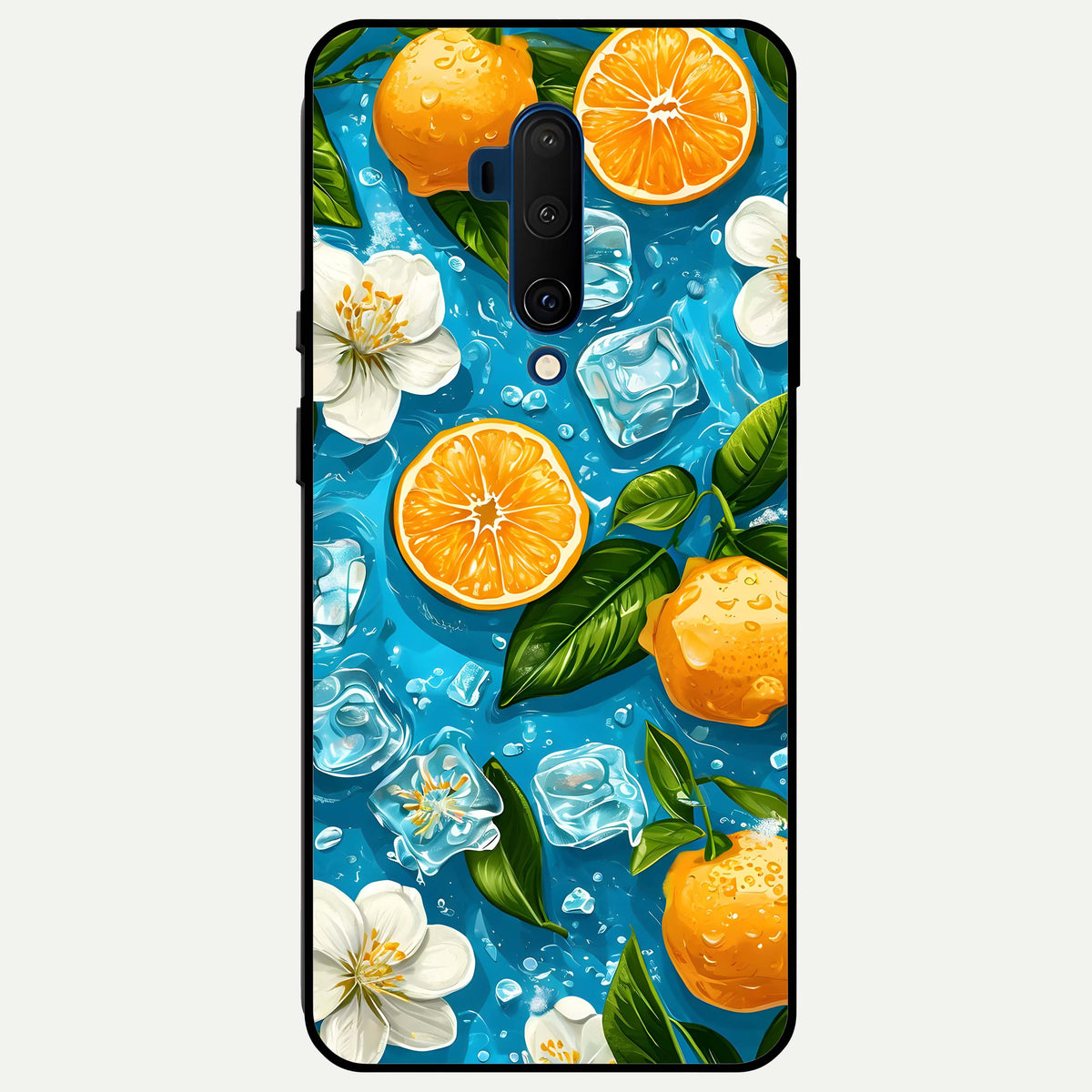  Ice Cube With Orange Glass Case For OnePlus 7T Pro back cover – full design glossy printed glass finish