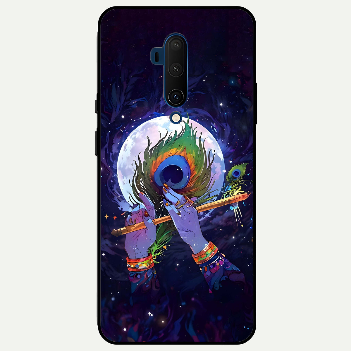  Krishna Hands Art Glass Case For OnePlus 7T Pro back cover – full design glossy printed glass finish
