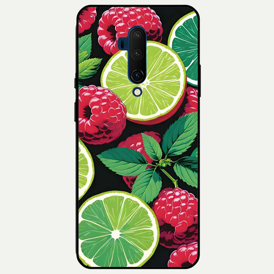  Lime and Raspberry Pattern Glass Case For OnePlus 7T Pro back cover – full design glossy printed glass finish