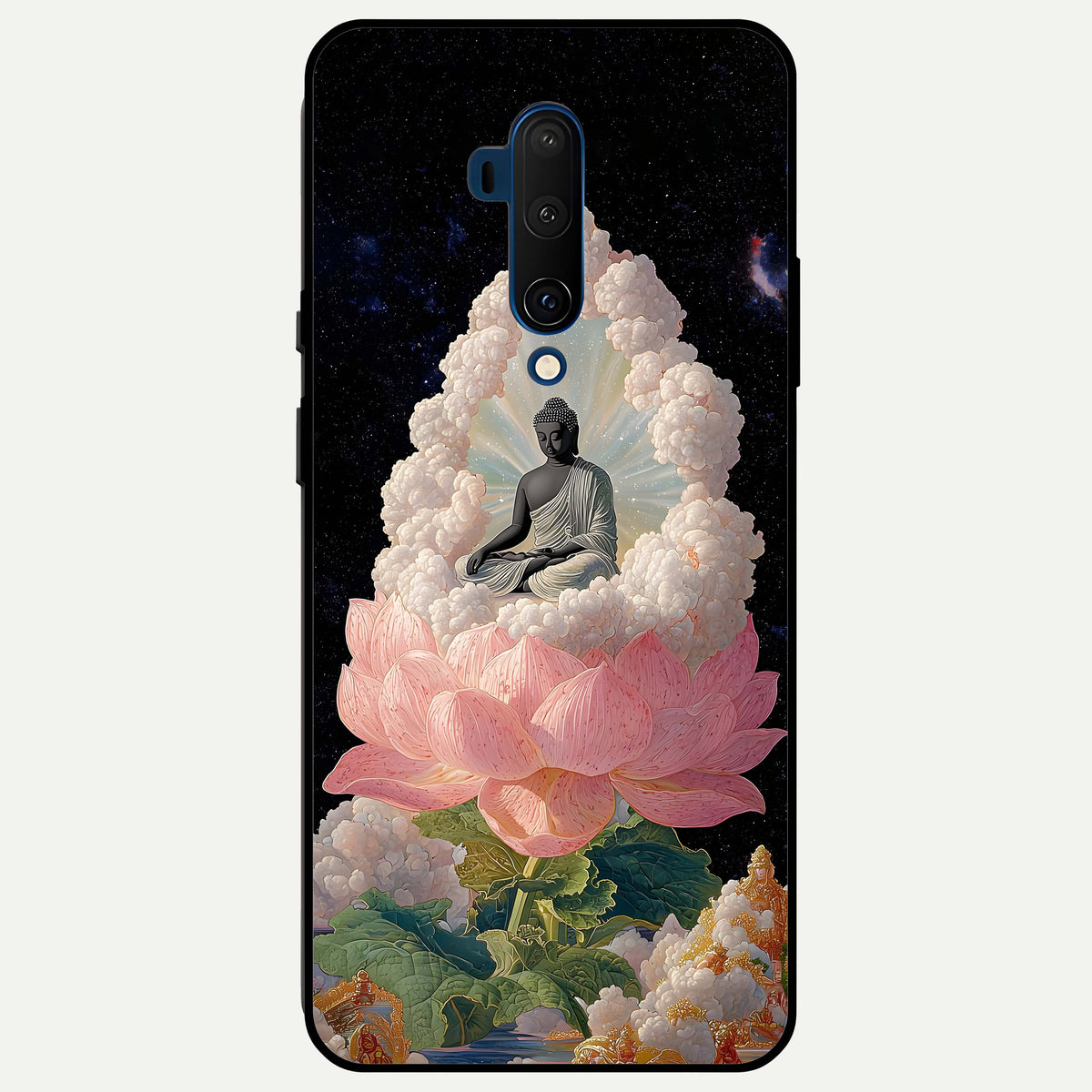  Lotus Divine Peace Glass Case For OnePlus 7T Pro back cover – full design glossy printed glass finish