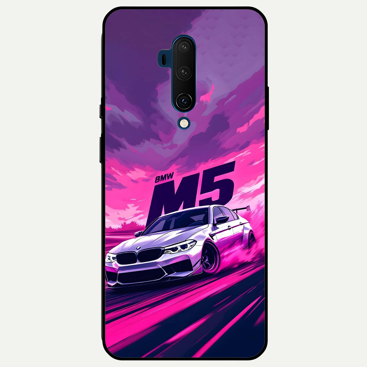  MS Neon Car Glass Case For OnePlus 7T Pro back cover – full design glossy printed glass finish