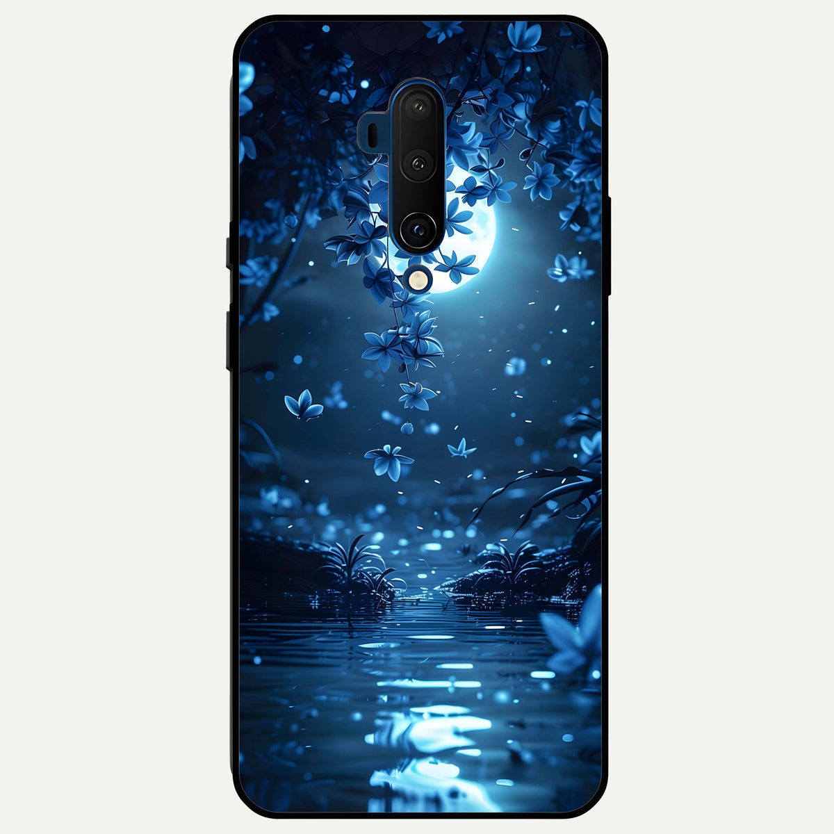  Moonlight Petal Dream Glass Case For OnePlus 7T Pro back cover – full design glossy printed glass finish